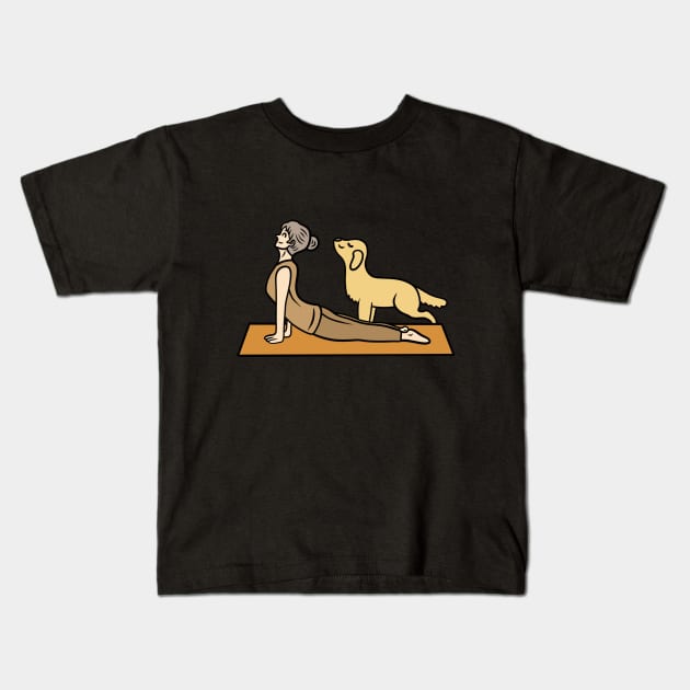 Yoga Upward Facing Dog Pose Kids T-Shirt by Andrew Hau